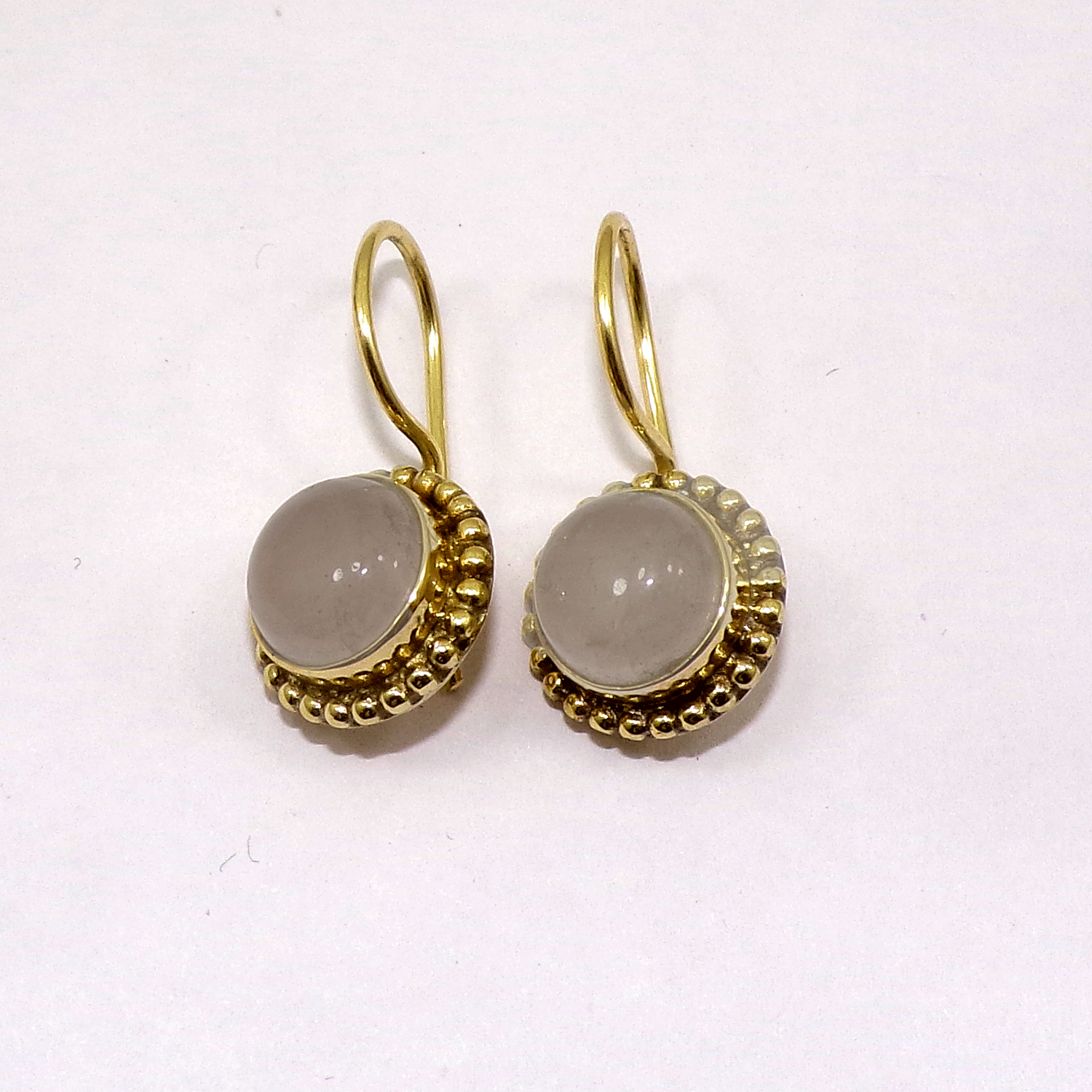 Rose Quartz Cab Earring D - JBE999 Newley Design Gemstones Gold Plating Brass Cab Plain Earring